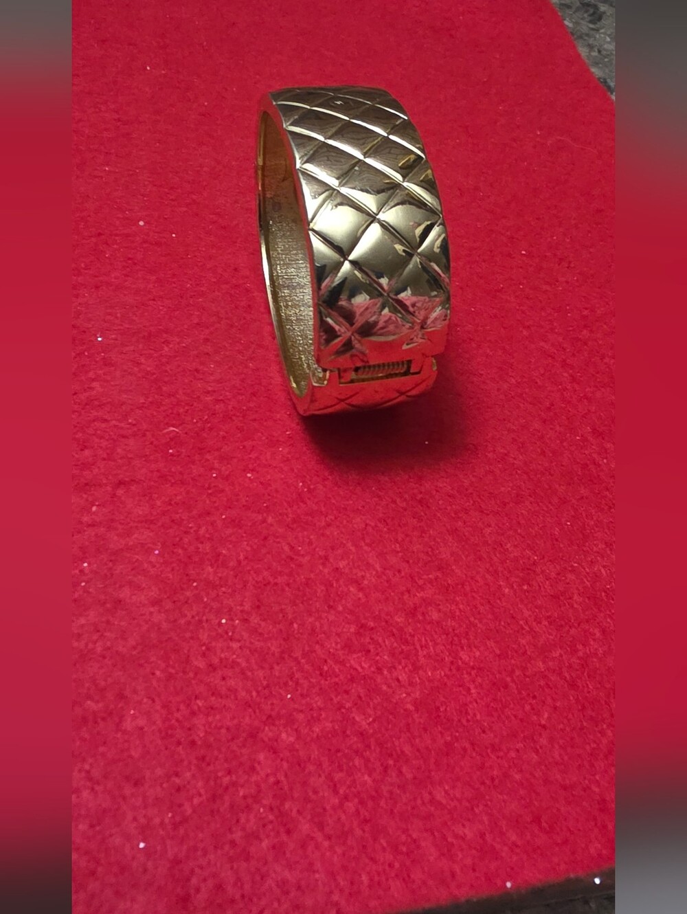 Gold Quilted Hinged Bangle Bracelet